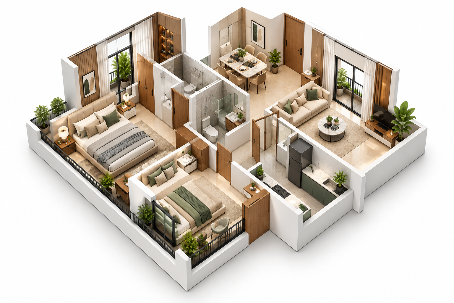2 BHK Classic Floor Plan